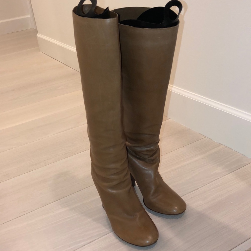 Chloe brown leather knee high slouch boots